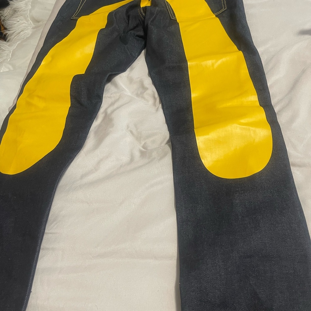 Evisu Yellow and Black Straight Jeans